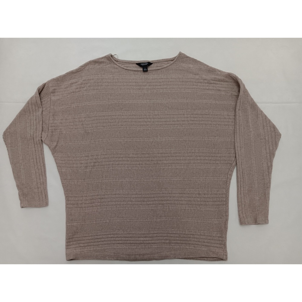 Simply‎ Vera Wang Women's Beige Ribbed Knit Sweater Long Sleeve Size L